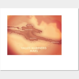 Valles Marineris Mars Map Posters and Art